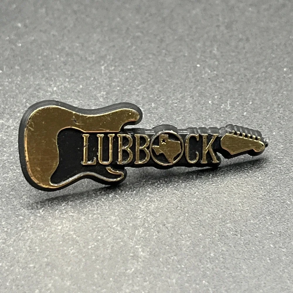 Lubbock Texas Guitar Plastic‎ Lapel Hat Pin